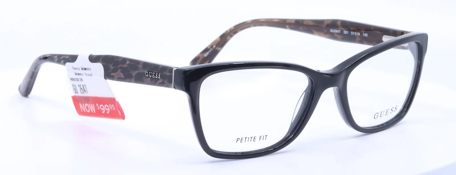 GUESS Petite Fit GU2647 001 Black Womens Square Full Rim Eyeglasses 51-16-140 3