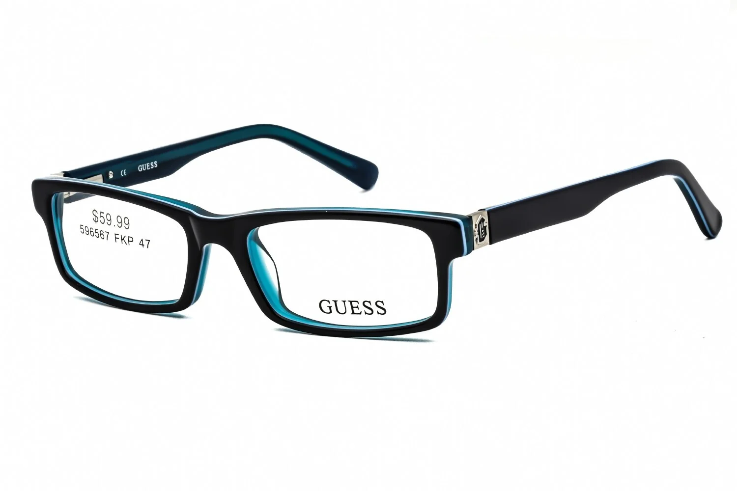 GUESS Women GU 9059 B24 Blue Black Frame Rectangular Eyeglasses 47mm