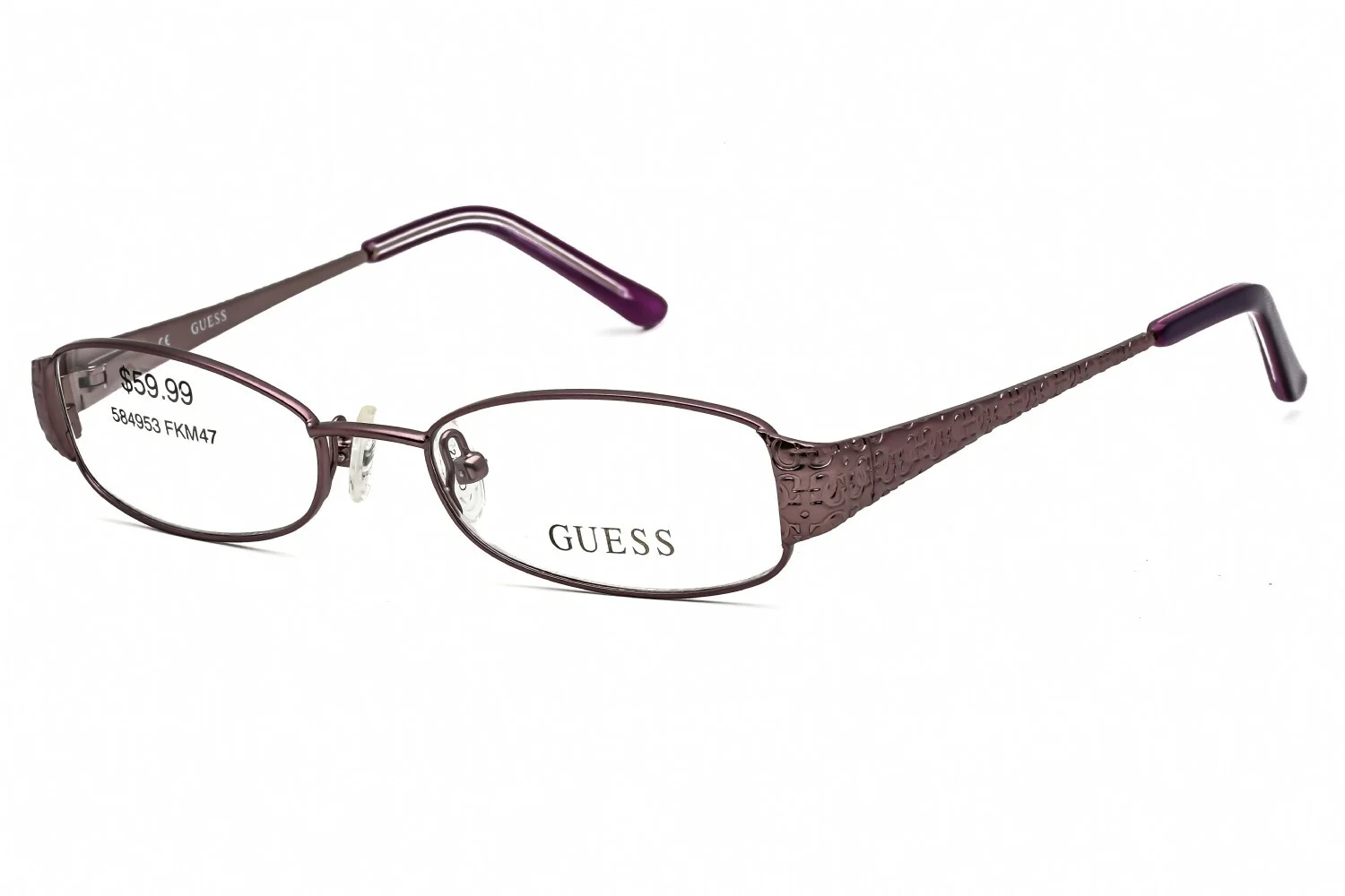 GUESS Women GU9037N O24 Purple Rectangular Frame Eyeglasses 47mm