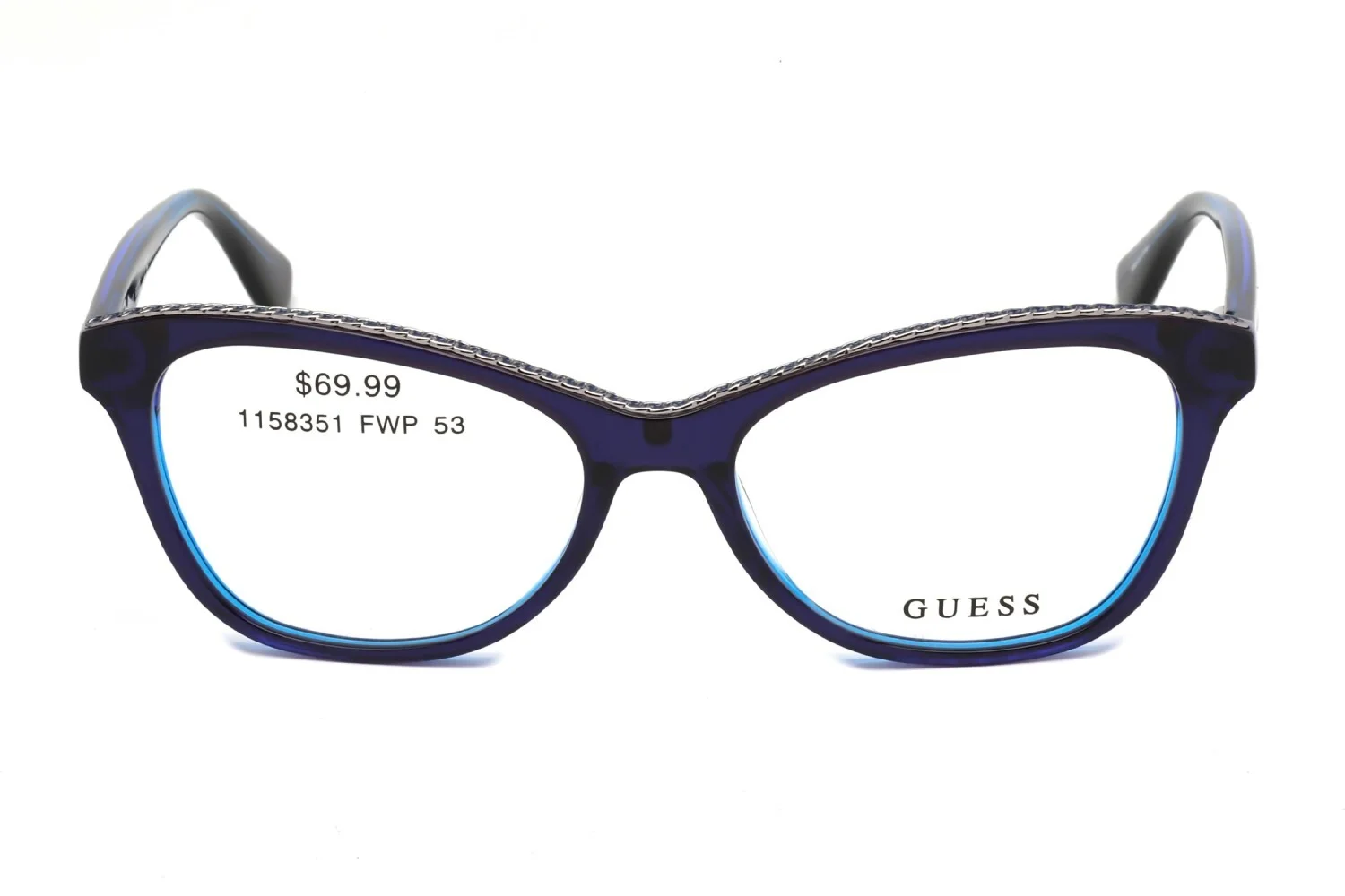 GUESS Womens GU2624-3 092 Blue Purple Rectangular Frame Eyeglasses 53mm 2