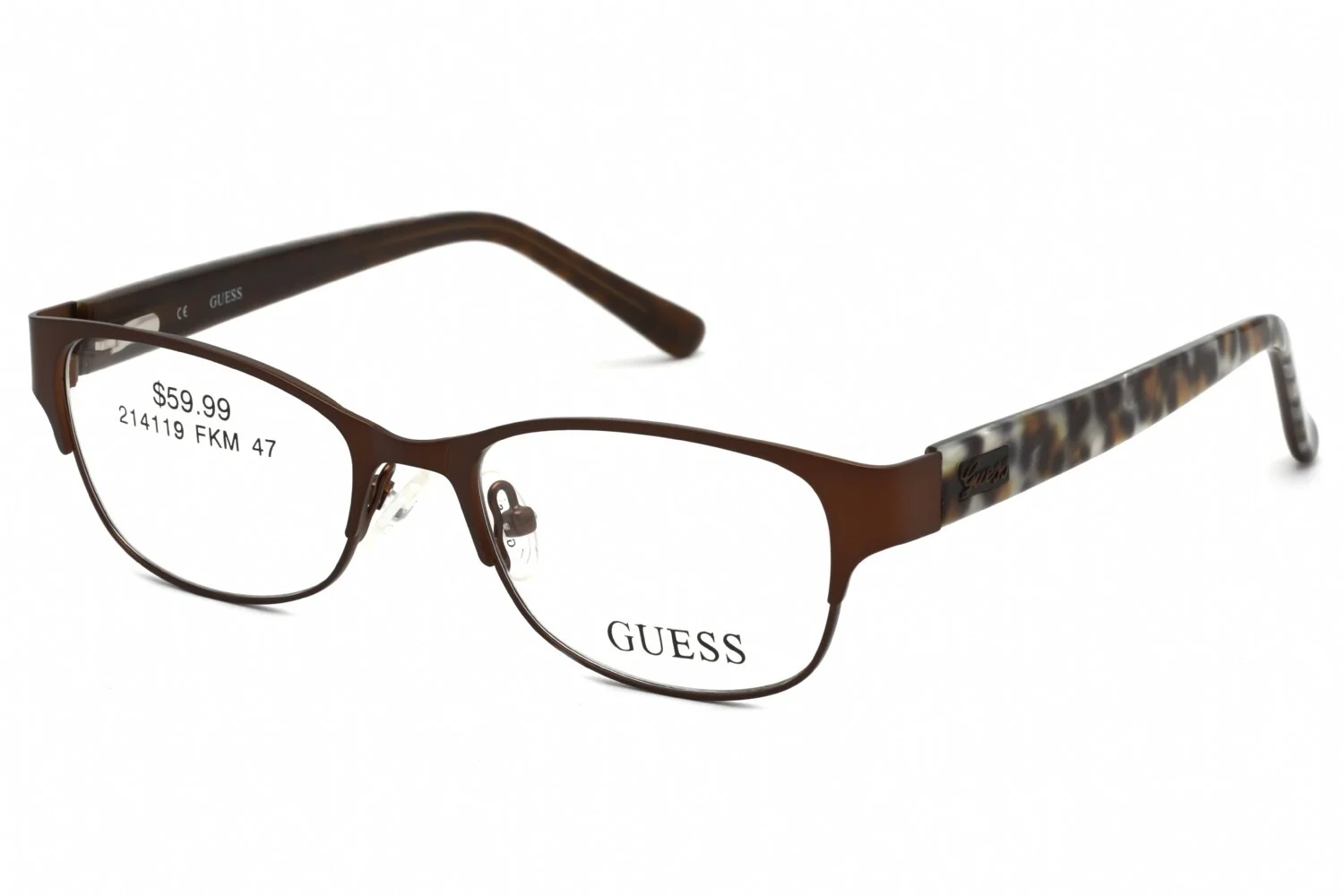 Guess Womens GU9123-3 Brown Animal Print Rectangular Eyeglasses 47mm