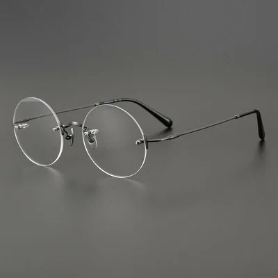 Gunmetal Rimless Glasses Steve Jobs Style Retro Frames