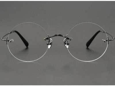 Gunmetal Rimless Glasses Steve Jobs Style Retro Frames 2