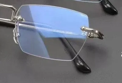 Gunmetal Rimless Rectangle Glasses Steve Jobs Style Square Eyeglass Frames Retro 3