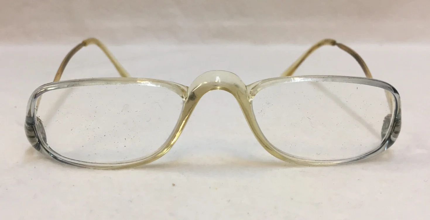 Half Frame Reading Cheaters Glasses +3.25 Clear Plastic Hi-Curved Bows Vintage