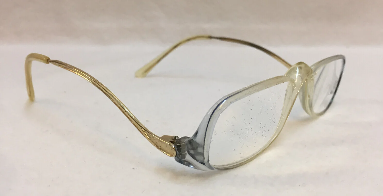 Half Frame Reading Cheaters Glasses +3.25 Clear Plastic Hi-Curved Bows Vintage 2