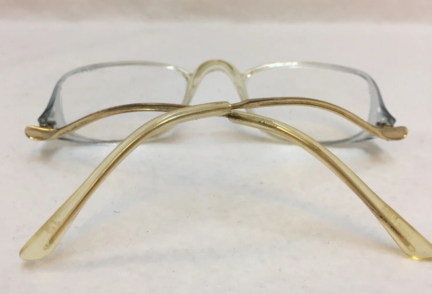 Half Frame Reading Cheaters Glasses +3.25 Clear Plastic Hi-Curved Bows Vintage 3