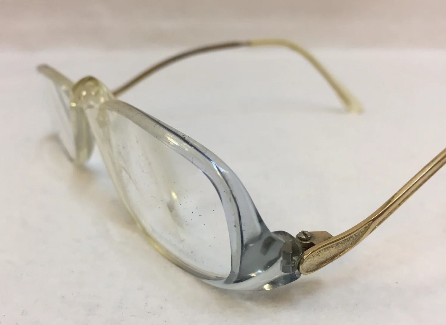 Half Frame Reading Cheaters Glasses +3.25 Clear Plastic Hi-Curved Bows Vintage 4
