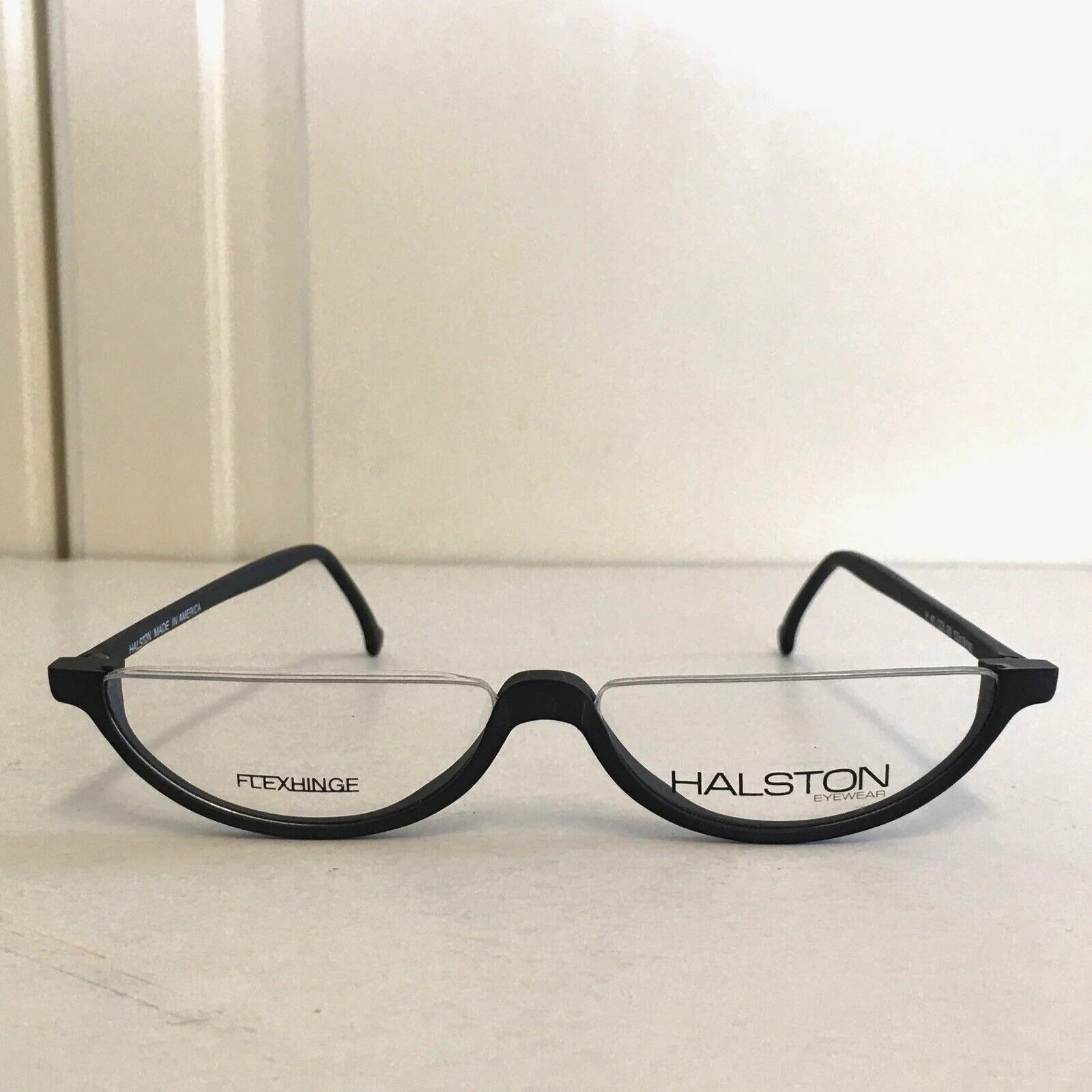 Halston H45 Coal Bottom Half Rim Eyewear Frames Glasses Eyeglass Womens Vintage