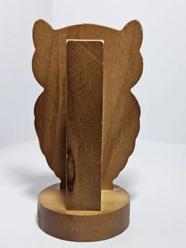Hand Carved Wooden Owl Eyeglass Holder Handpainted Flowers by Natural Life 3