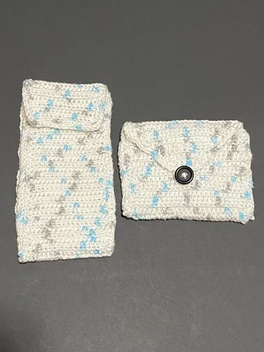 Handmade Crocheted Eye Glass Case Holder Pouch w/matching Coin Purse Pouch 2