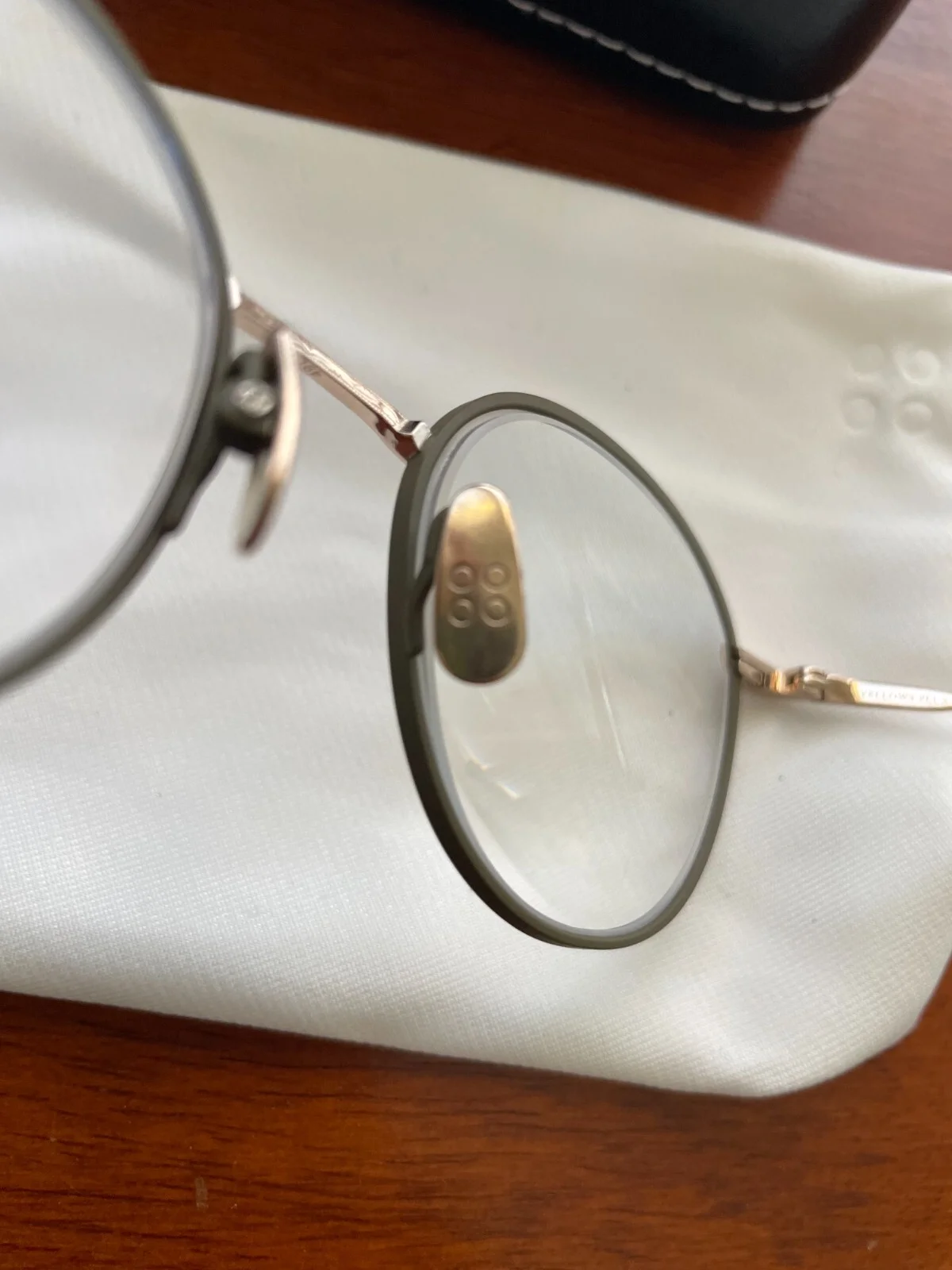 Handmade Japanese Sage Green Glasses with Gold Accents from Yellows Plus 2