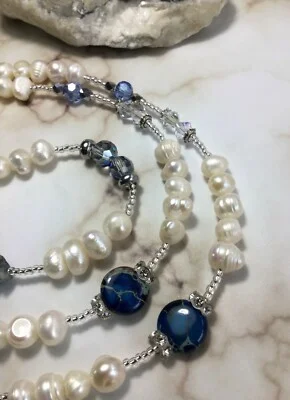 Handmade Stone Pearl Eyeglass Chain Holder/Lanyard W/Swarovski Elements USA 3