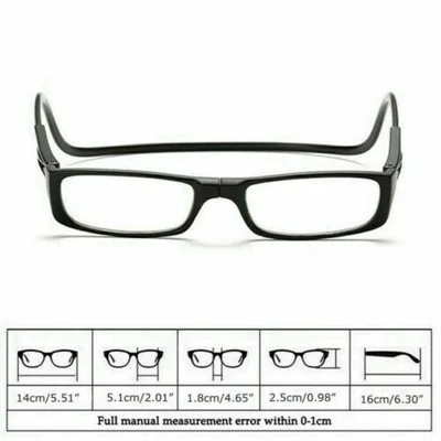 Hanging Folding Magnetic Reading Eyeglasses Glasses Front Click Connect Neck USA 4