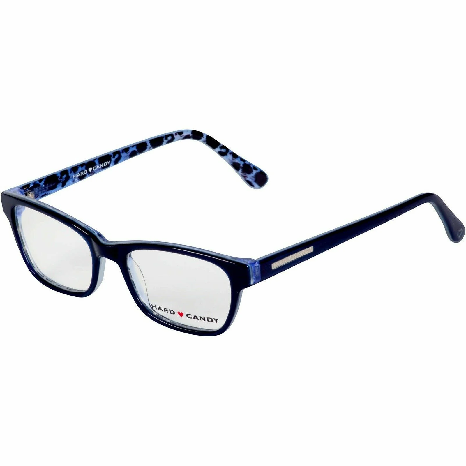 Hard Candy Womens eyeglass frames, HC31 DBLUE Dark Blue/Pattern 51-18-140