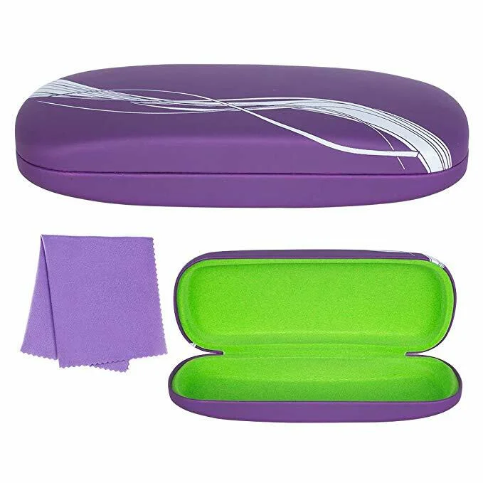 Hard Eyeglass Case Protective Clamshell Holder for Glasses With Microfiber Cloth 2