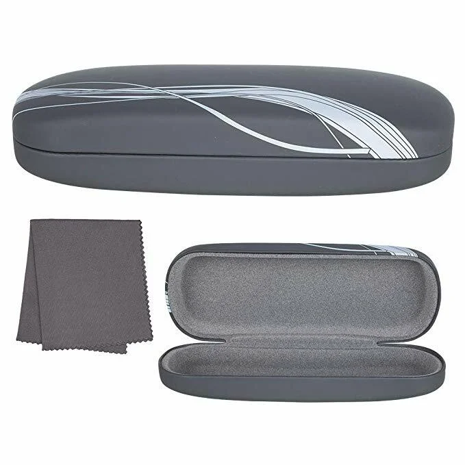 Hard Eyeglass Case Protective Clamshell Holder for Glasses With Microfiber Cloth 3