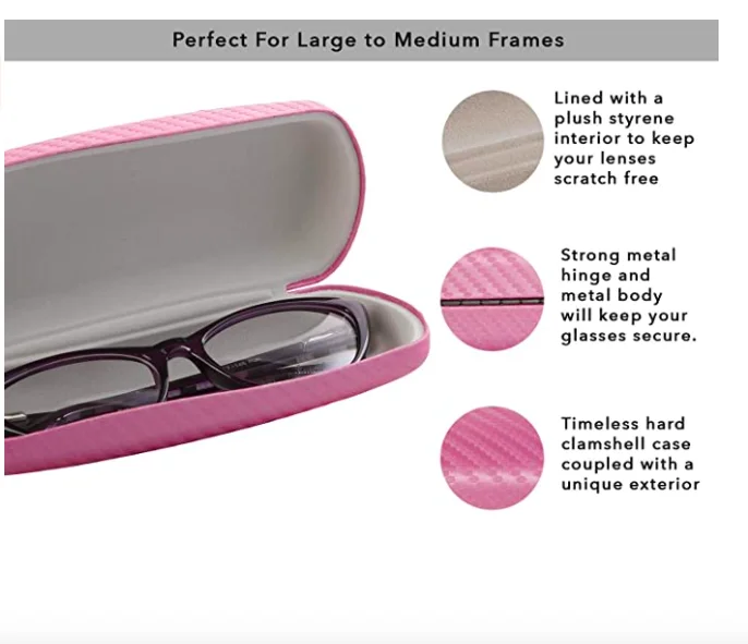 Hard Shell Eyeglass Case Clamshell Fits Large Frame Glasses Sunglasses for... 3
