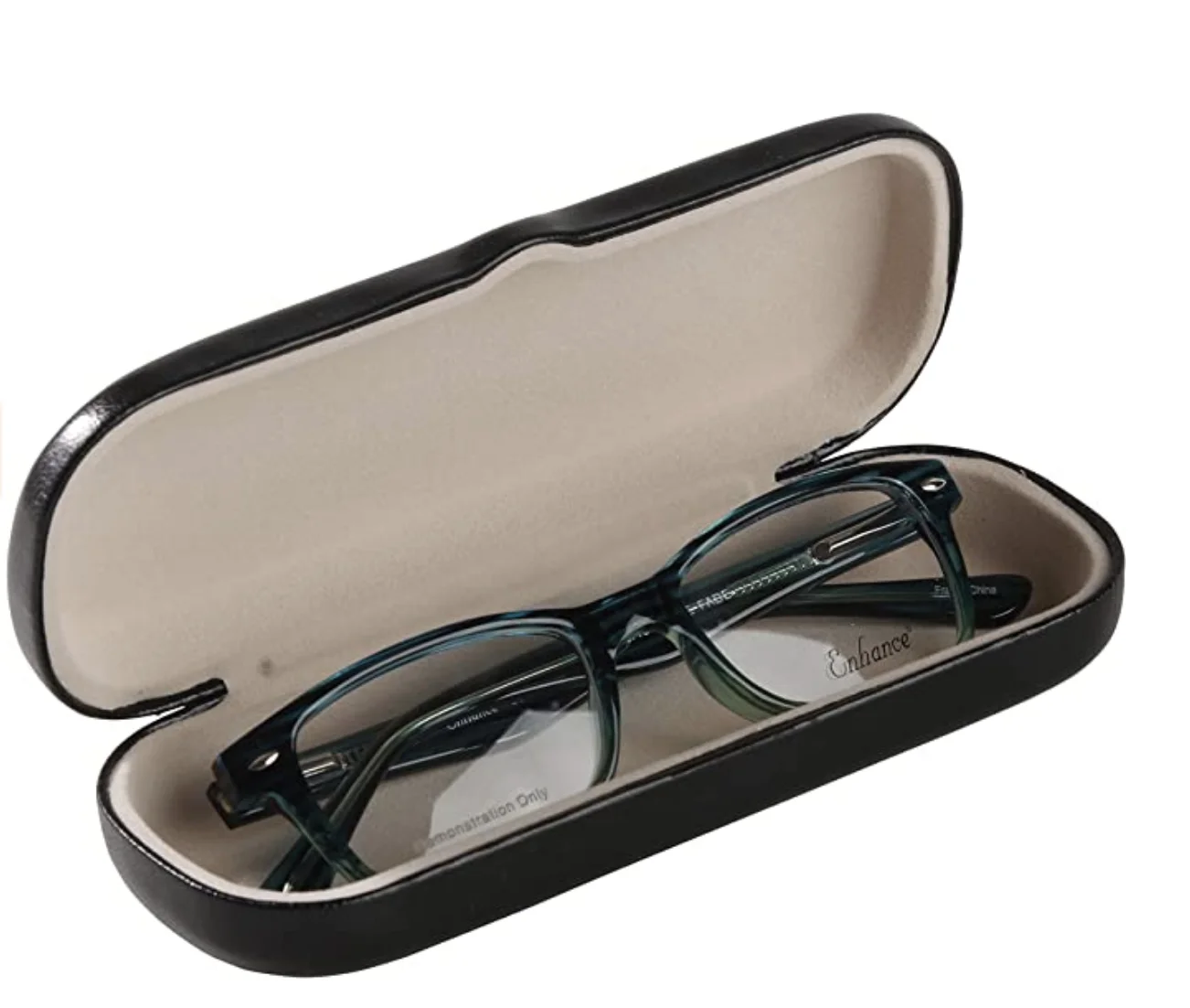 Hard Shell Eyeglass Case Clamshell for Small Frames, Reading Glasses (Black) 3