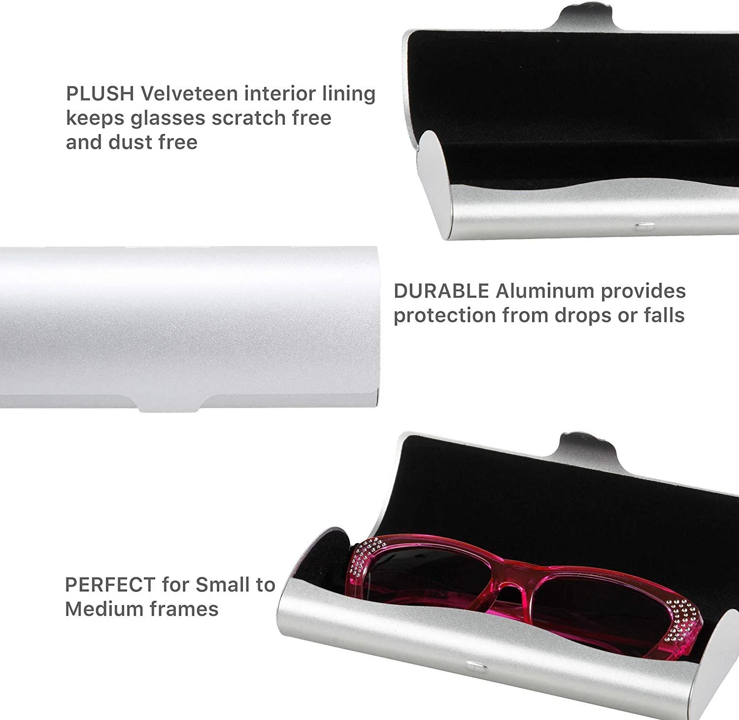 Hard Shell Eyeglass Case For Small To Medium Frames, Tailored And Padded Faux... 4