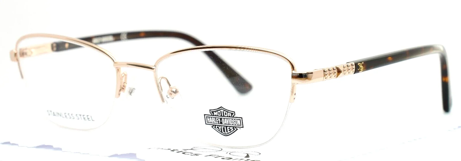 HARLEY DAVIDSON HD0550 032 Gold Womens Cat Eye Eyeglasses Frames 53-18-140 B:36 1