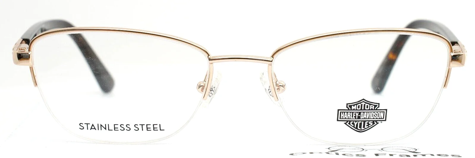 HARLEY DAVIDSON HD0550 032 Gold Womens Cat Eye Eyeglasses Frames 53-18-140 B:36 2