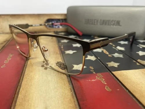 HARLEY DAVIDSON HD9009 005 Black Gold Eyeglasses 55mm Option to Add RX