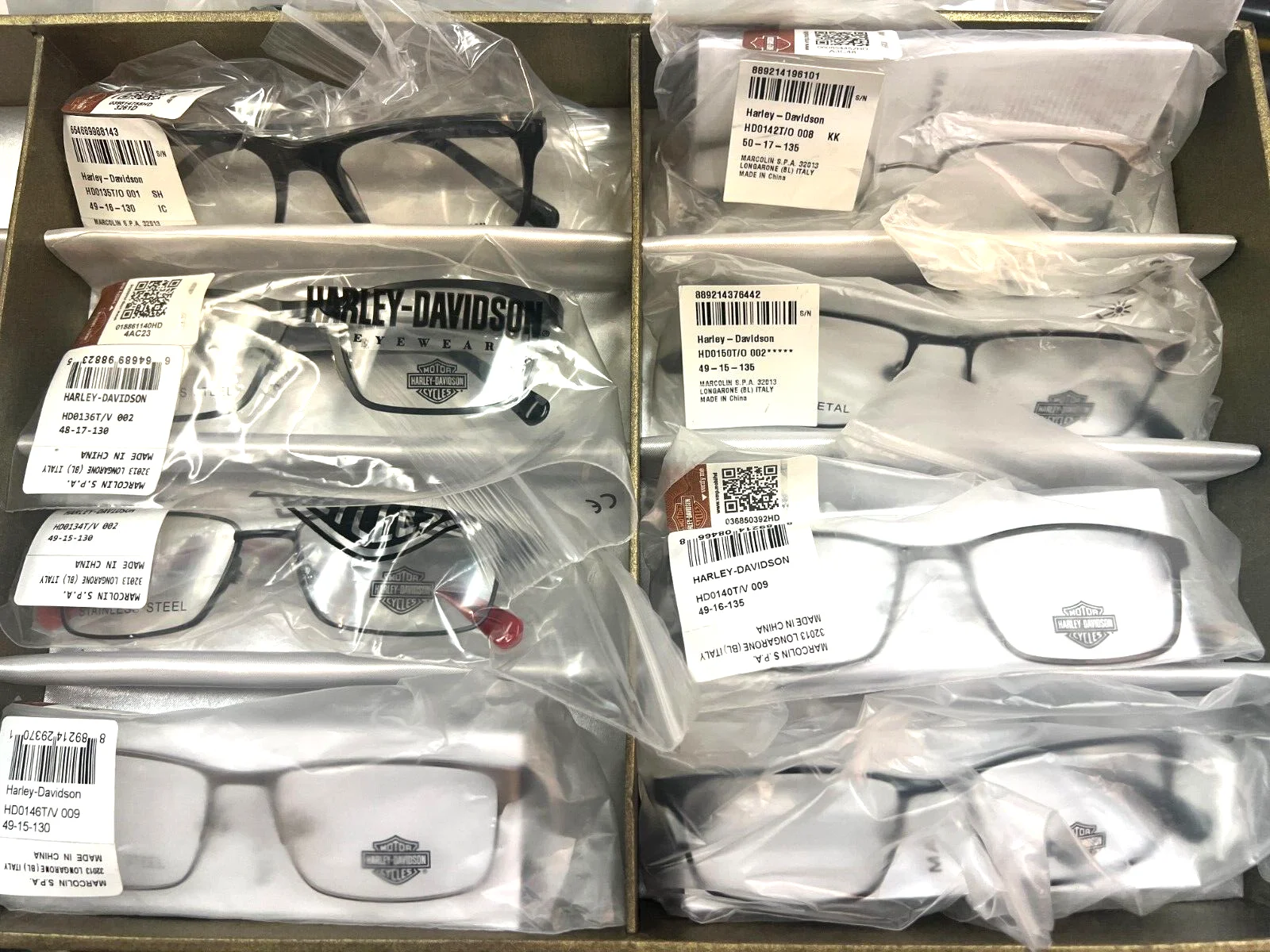 HARLEY DAVIDSON KIDS WHOLESALE LOT 8 OPTICAL Eyeglasses frames Black Gun UNISEX