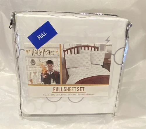 Harry Potter Full Sheet Set Eyeglasses Print 3 Pieces Flat, Fitted, Pillowcase