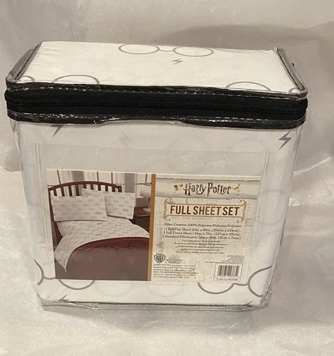 Harry Potter Full Sheet Set Eyeglasses Print 3 Pieces Flat, Fitted, Pillowcase 2