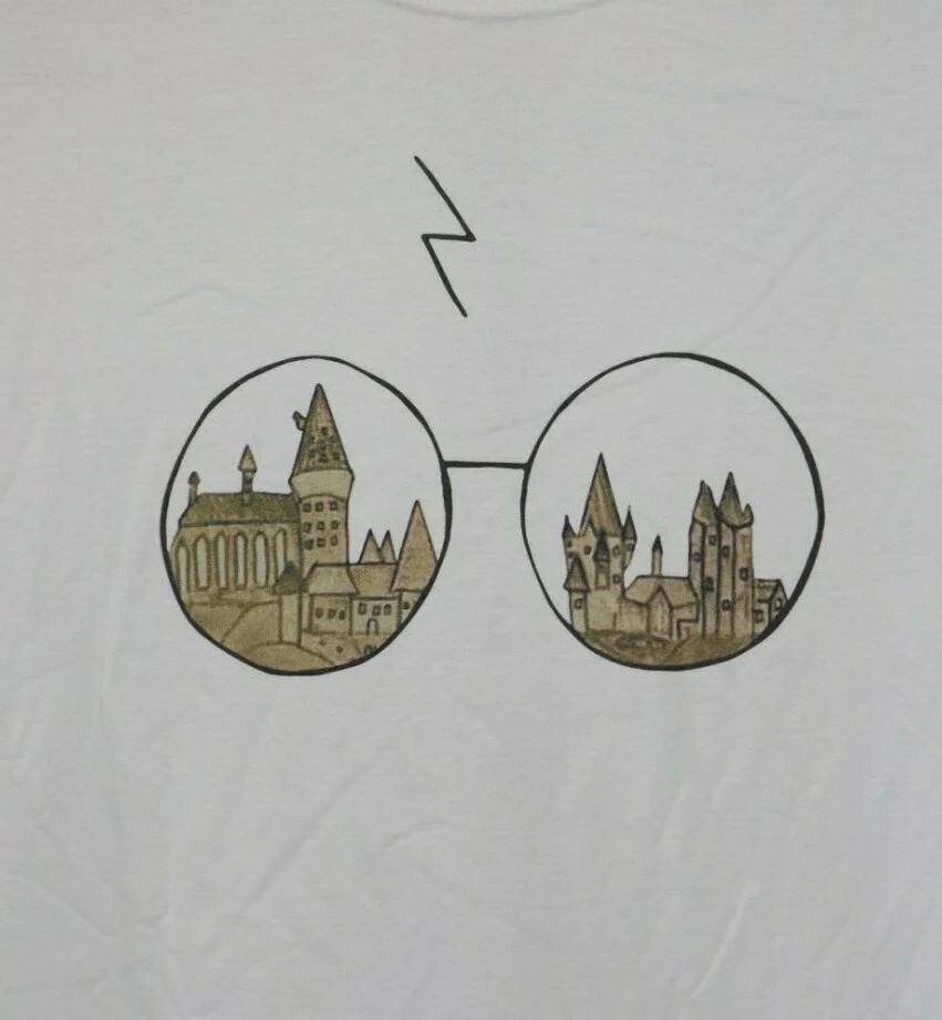 Harry Potter Glasses T Shirt, Ladies Medium, White 2