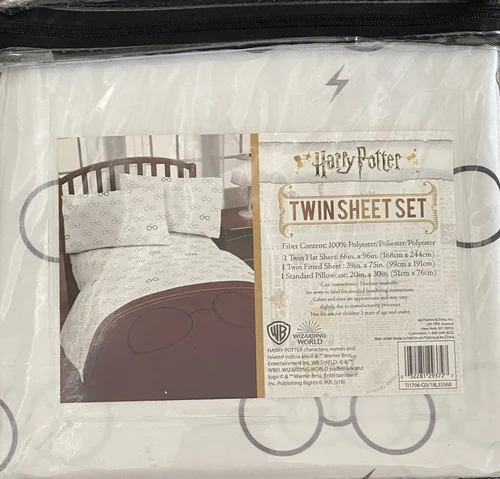 Harry Potter Twin Sheet Set Eyeglasses Print 3 Pieces Flat, Fitted, Pillowcase 2