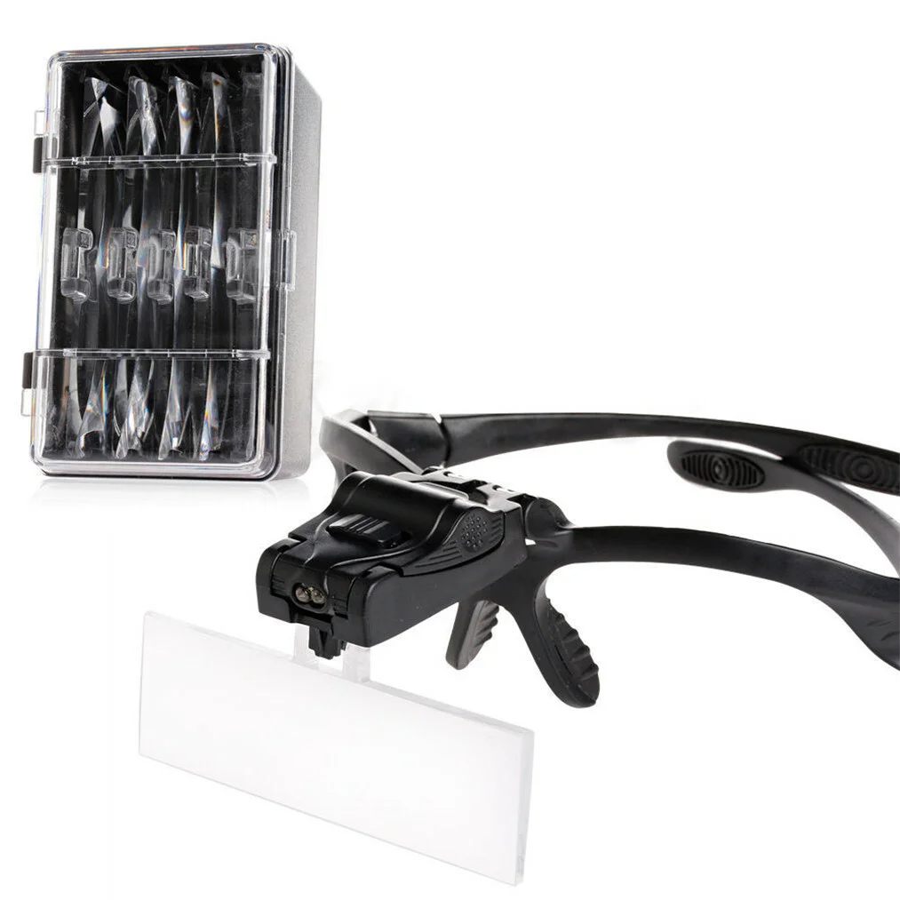 Headband Headset Jeweler Magnifier Magnifying Glass Loupe Glasses With LED Light 2