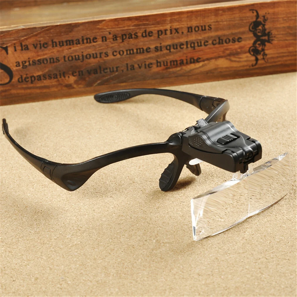 Headband Headset Jeweler Magnifier Magnifying Glass Loupe Glasses With LED Light 3