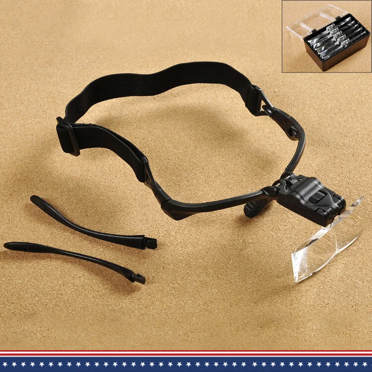 Headband Magnifier LED Light Magnifying Glasses Jeweler Dental Binocular Loupes