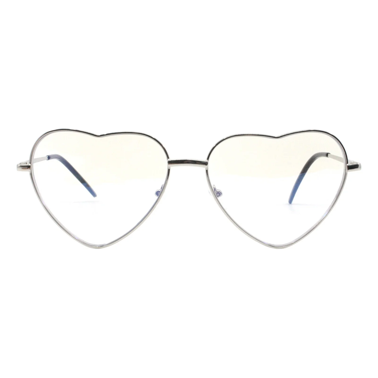 Heart Shape Clear Lens Glasses Wide Oversized Metal Frame Spring Hinge UV400 2
