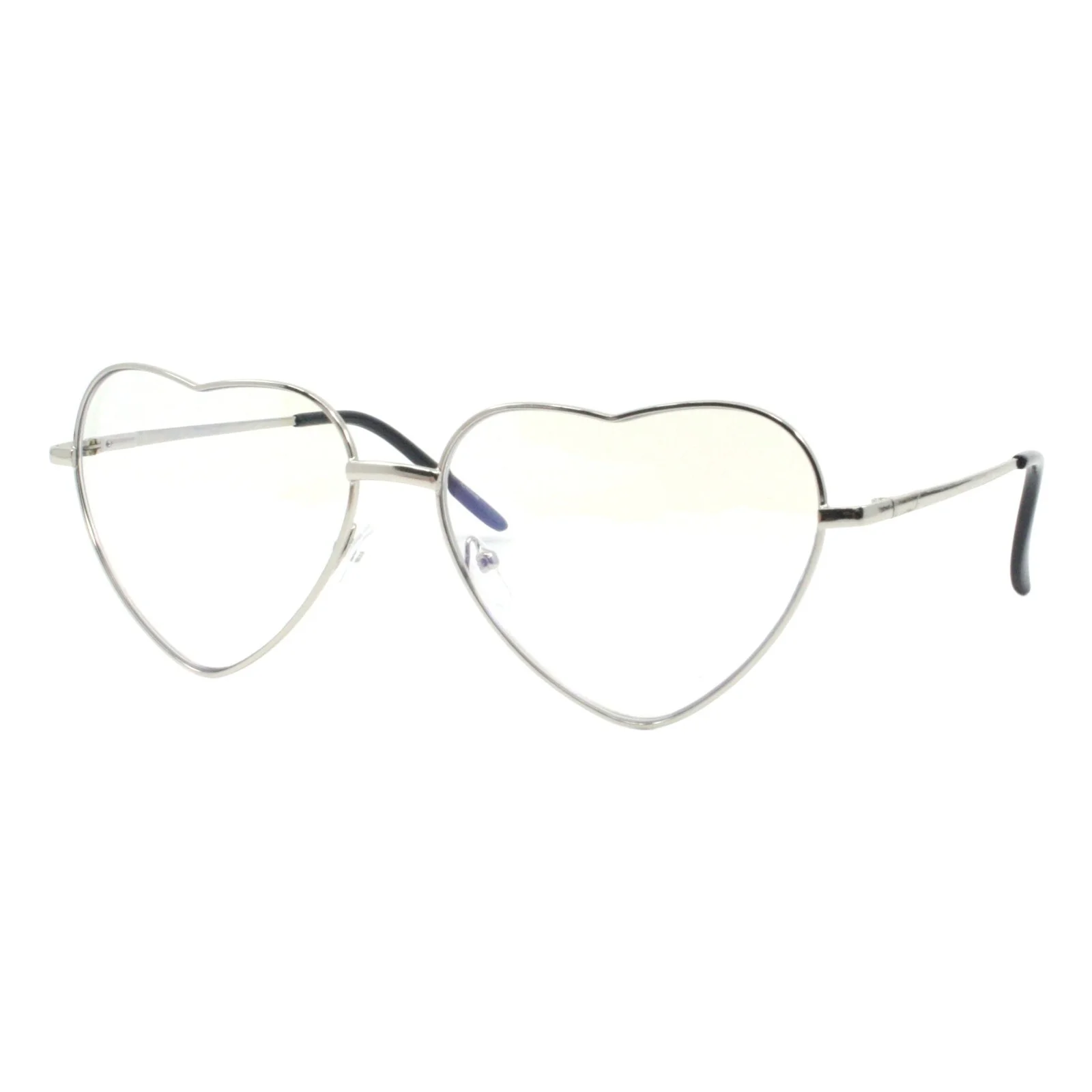 Heart Shape Clear Lens Glasses Wide Oversized Metal Frame Spring Hinge UV400 3