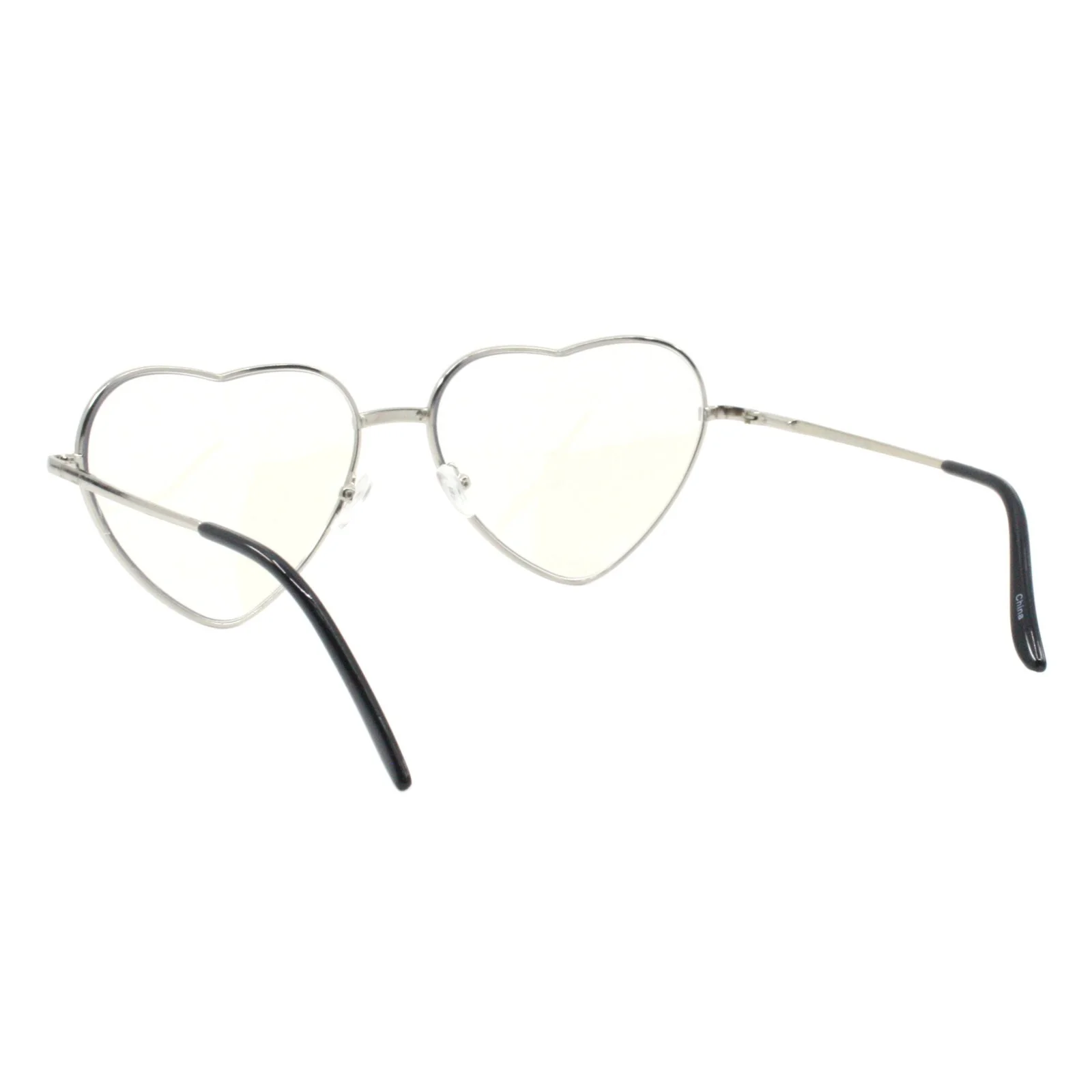 Heart Shape Clear Lens Glasses Wide Oversized Metal Frame Spring Hinge UV400 4