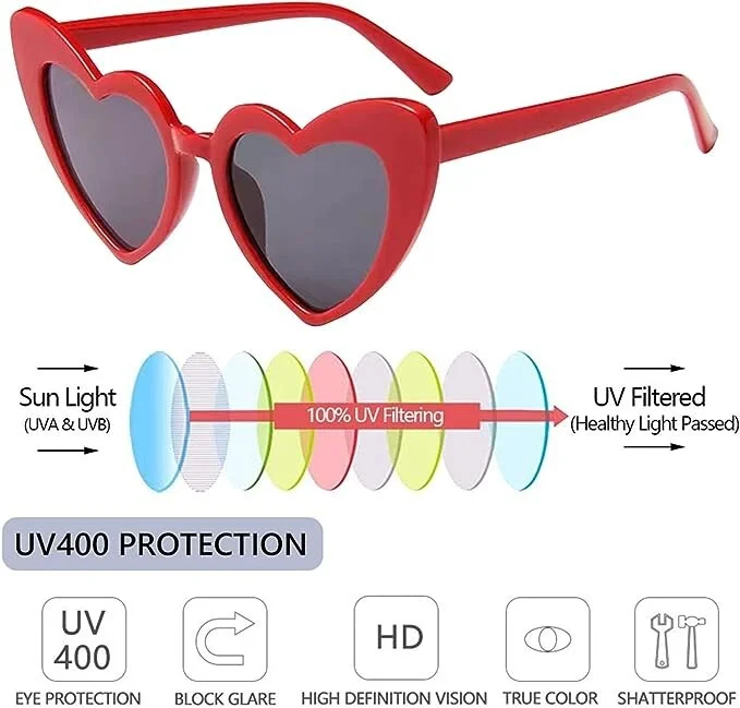 Heart Shaped Sunglasses for Women,Trendy Love Eyeglasses,Retro Sunglasses With P 2