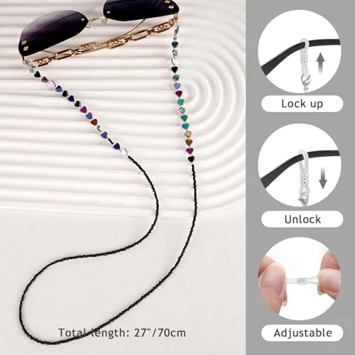 Hearts & Kisses Chain Eyeglass Holder with Clips, Glasses Necklace Lanyard Gift 2