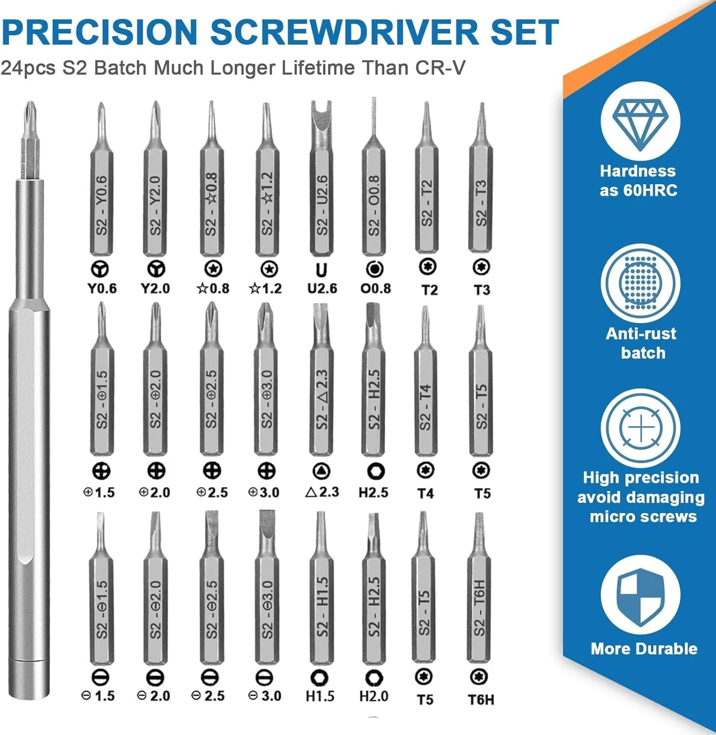 Heavy-Duty Durable Precision Screwdriver Set - Electronics & Eyeglass Repair 4