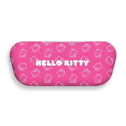 Hello Kitty Eyeglass Case with Matching Cleaning Cloth – Hard Shell Glasses Holder with Soft Velvet Lining - Pink