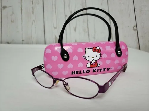 Hello Kitty Eyeglasses Frames Girls Pink Oval HK213-3 44/15/125 Sanrio and Case