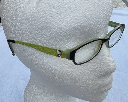 Hello Kitty Eyeglasses Frames Kids HK214-2 44-16-125 Girls Green Black SanRio