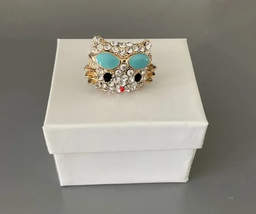 Hello Kitty Girls Custom Jewelry Ring Blue Eyeglasses Adjustable