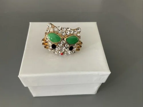 Hello Kitty Girls Custom Jewelry Ring Green Eyeglasses Adjustable