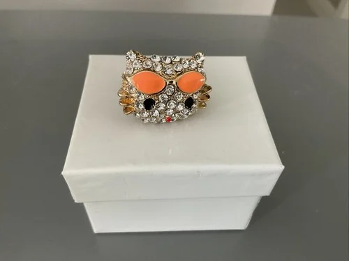 Hello Kitty Girls Custom Jewelry Ring Orange Eyeglasses Adjustable