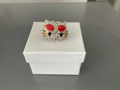 Hello Kitty Girls Custom Jewelry Ring Red Eyeglasses Adjustable
