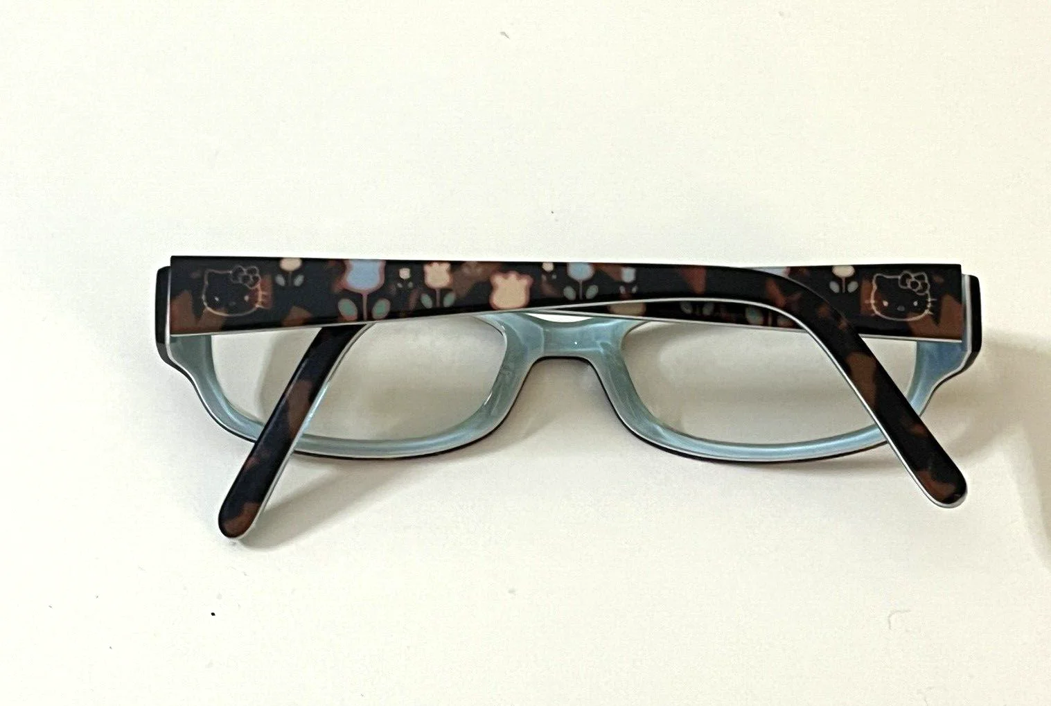 HELLO KITTY HK225 FULL RIM BLUE BROWN FLORAL EYEGLASSES FRAMES GIRL 2