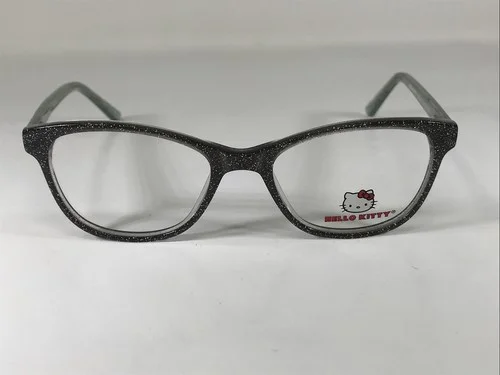 HELLO KITTY HK304-3 NOS Gray/Green Crystal Girls Eyeglasses Frame 47-16-125 2